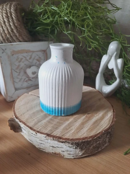 Petit Vase effets Terrazzo bleu